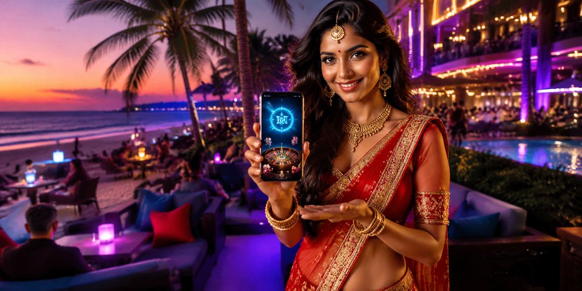 Woman using mobile payments to play casino games in Goa